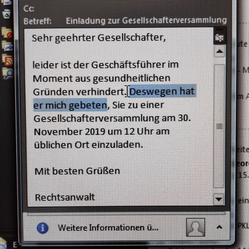 Einberufung der Gesellschafterversammlung - Wer ist befugt?