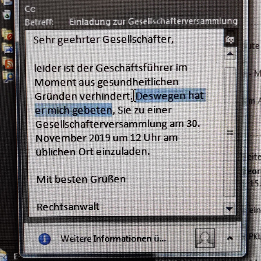 Einberufung der Gesellschafterversammlung - Wer ist befugt?
